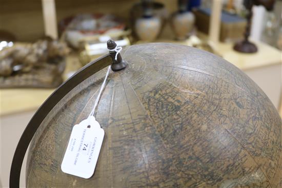 A Swedish 12 inch terrestrial globe c.1900 height 59cm
